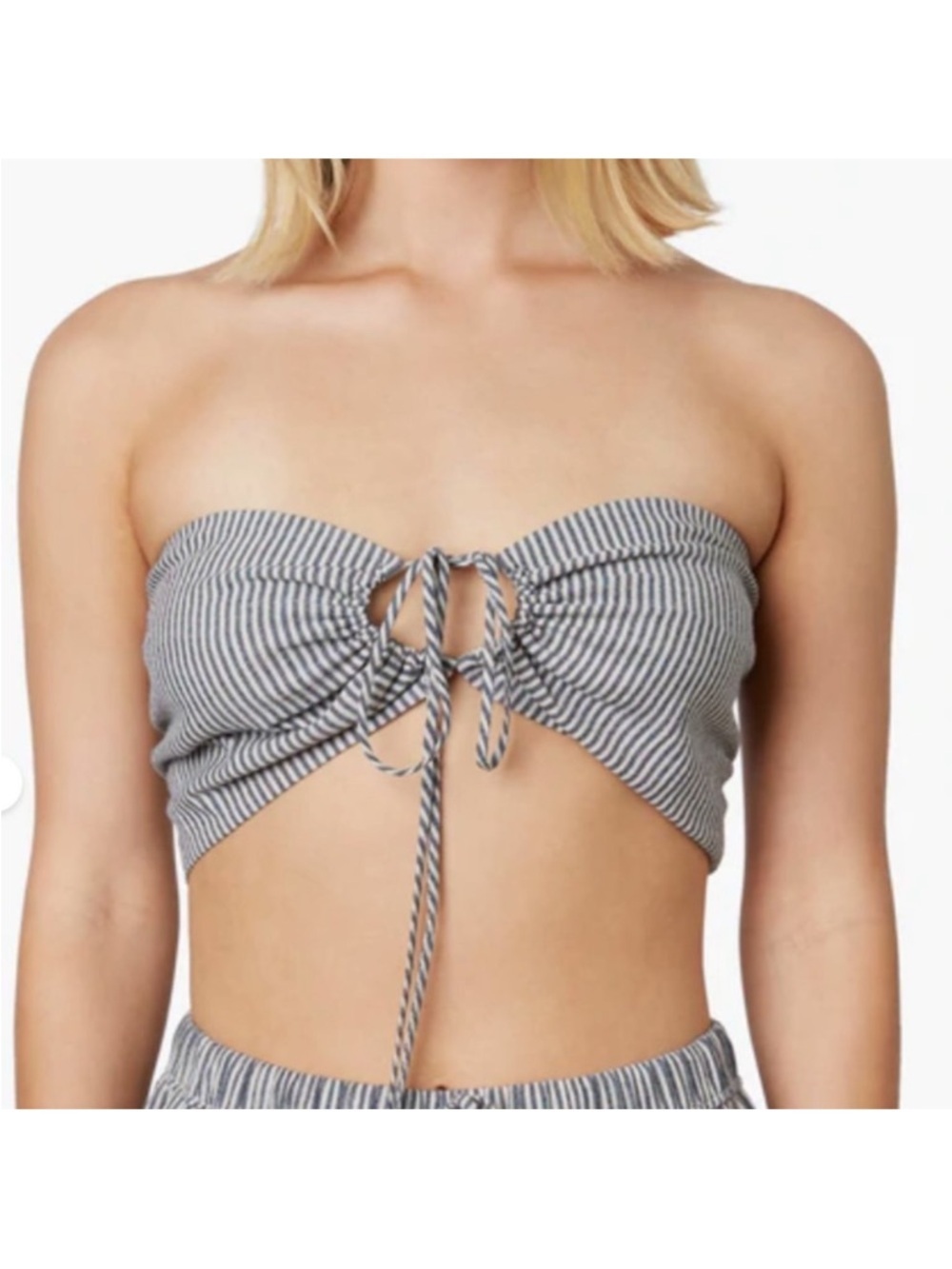 Nia The Brand Cotton Stripe Crop Top